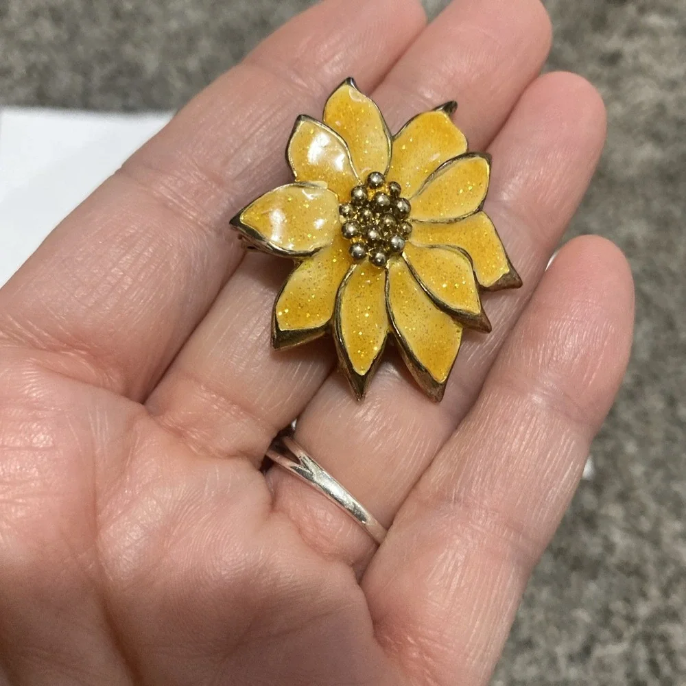 2552‎ AVON vintage sparkle poinsettia Colgante Pendant / pin White Christmas